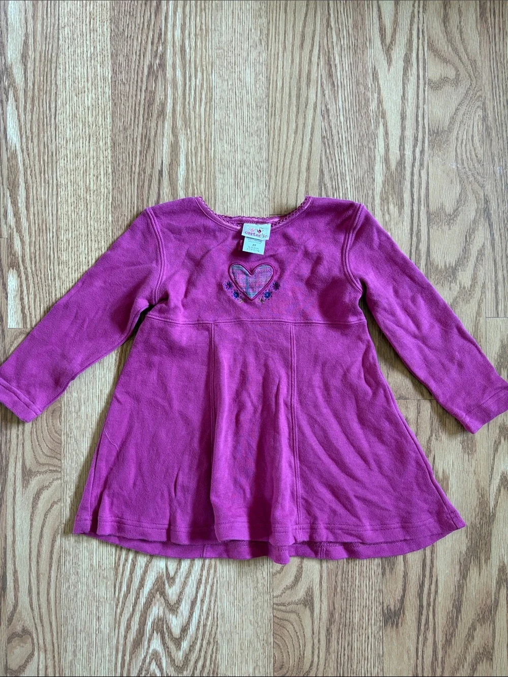 Vintage Carters Girls Pink Long-Sleeve Heart Dress